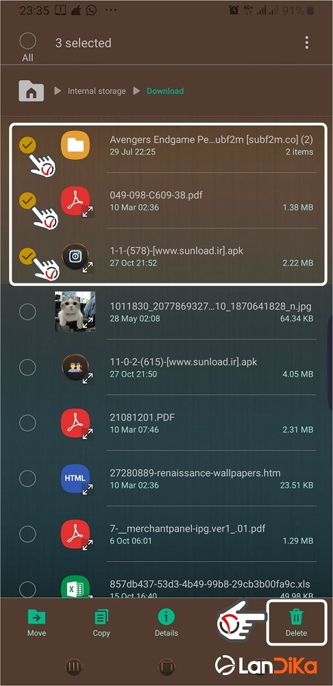 5 - حذف فایل های قدیمی و غیر ضروری، از پوشه ی “Downloads” در حافظه ی داخلی گوشی 5 - حذف فایل های قدیمی و غیر ضروری، از پوشه ی “Downloads” در حافظه ی داخلی گوشی